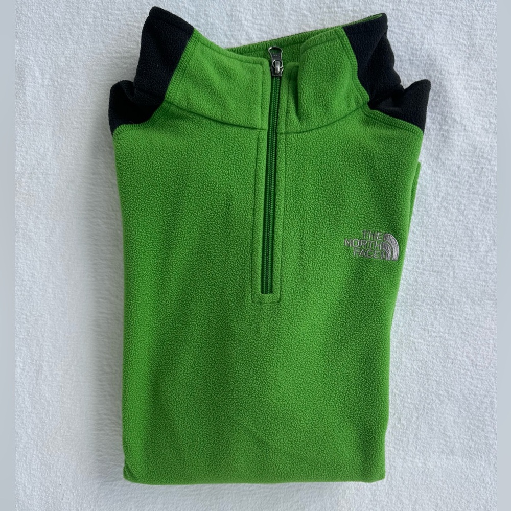 EUC The North Face Vibrant Green Quarter-Zip Fleece XL